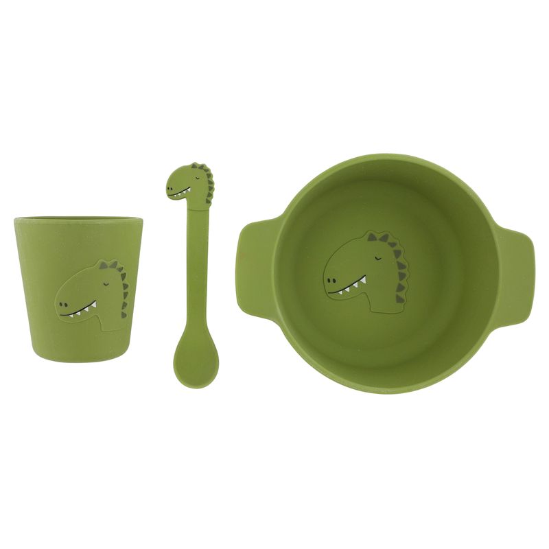 Trixie Siliconen baby eetset - Mr. Dino