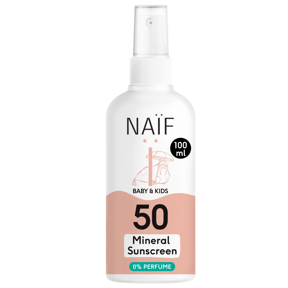 Naïf Minerale Zonnebrandspray 0% parfum voor Baby &amp; Kids Factor 50