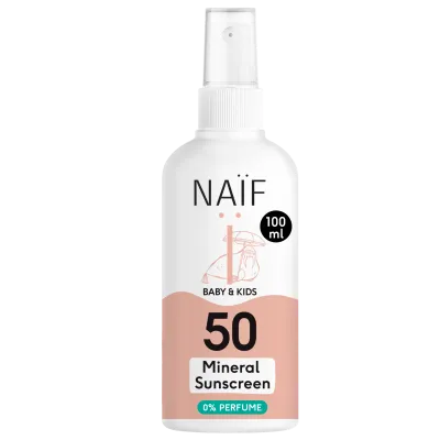 Naïf Minerale Zonnebrandspray 0% parfum voor Baby &amp; Kids Factor 50