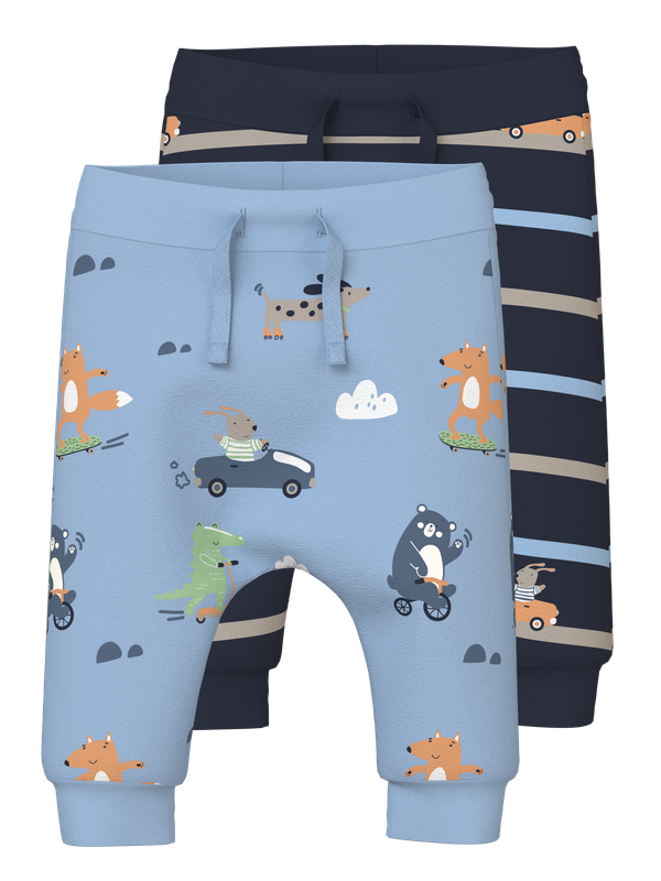 NAME IT 2 pack sweatpants - Cerulean Animals in motion