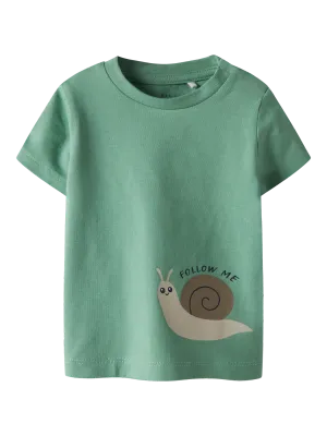 NAME IT T-shirt - Creme De Menthe Snail