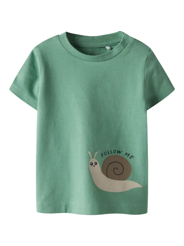 NAME IT T-shirt - Creme De Menthe Snail