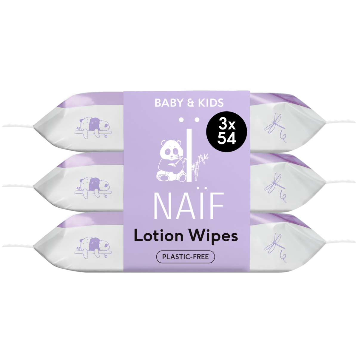 Naïf Plasticvrije Lotion Billendoekjes voor Baby &amp; Kids 3 pack