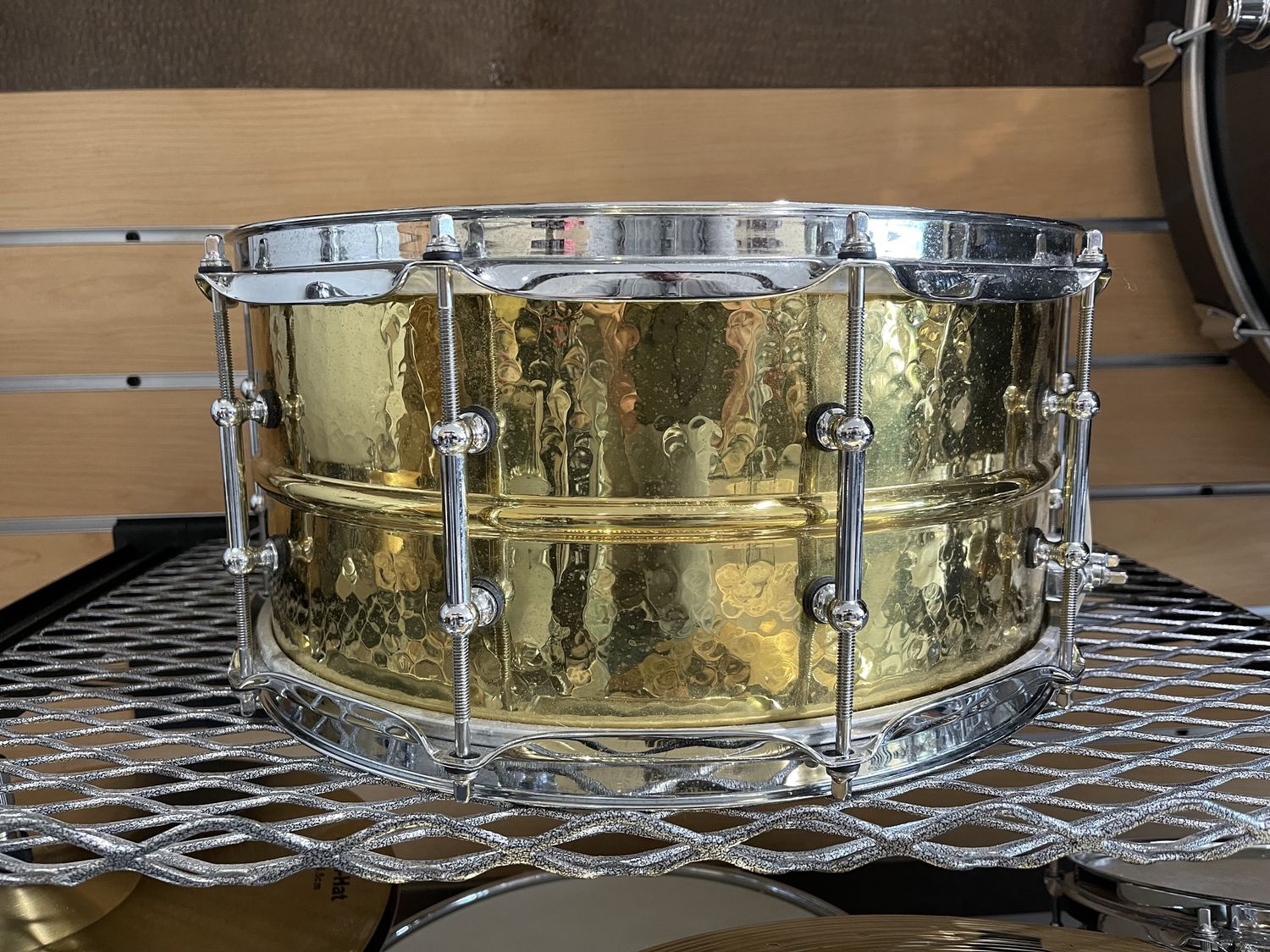 Used Ludwig 6 1/2 x14&quot; Hammered Brass Snare