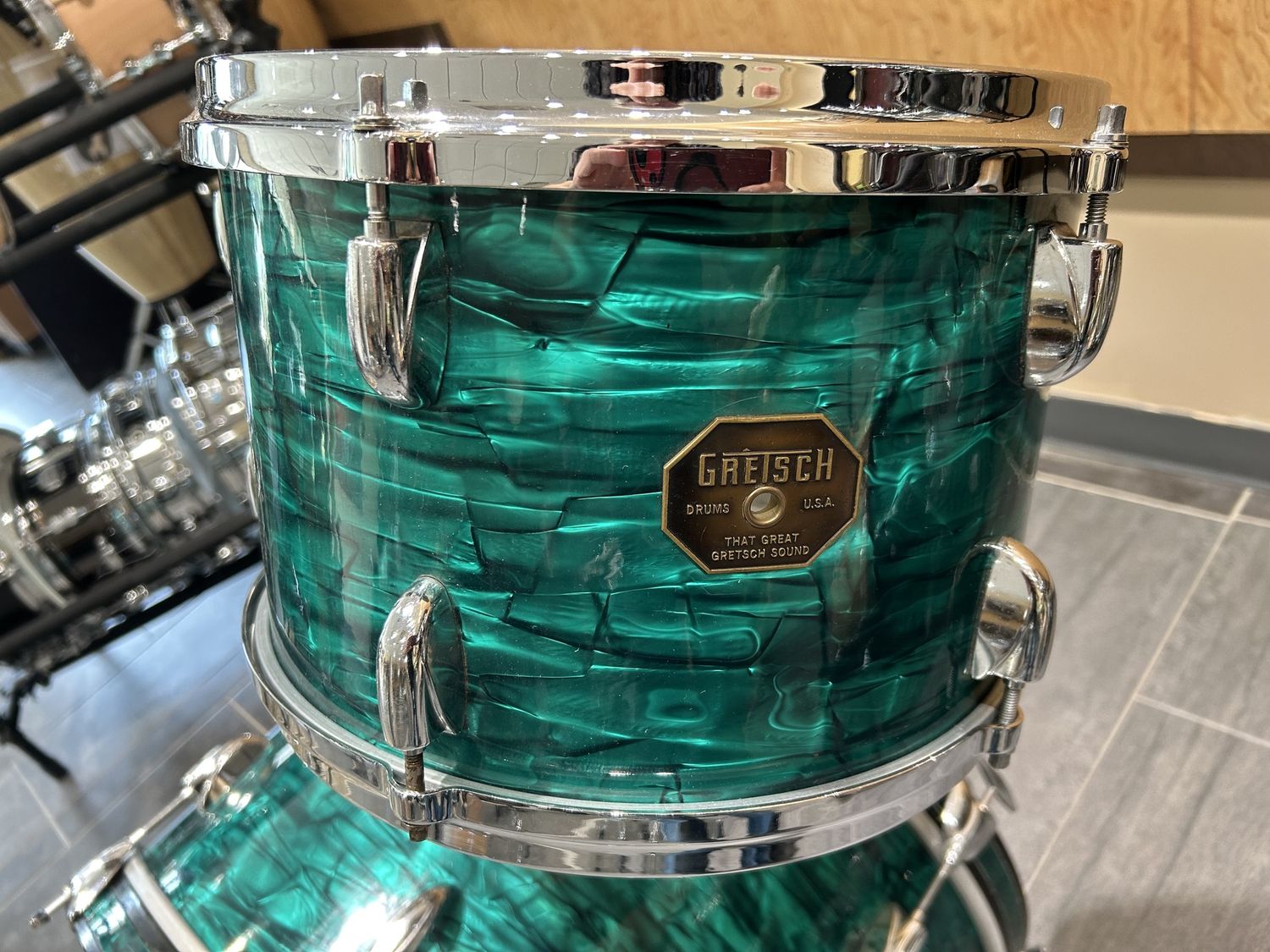 Used Gretsch 3pc Stop Sign Emerald Pearl