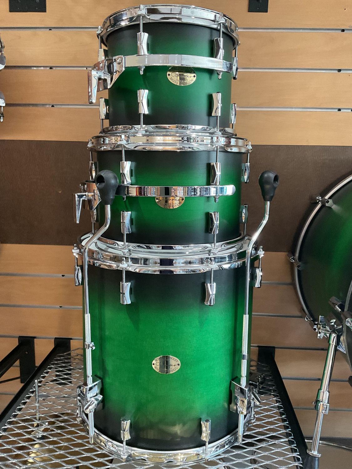 Noble &amp; Cooley 4pc CD Maple Drum set GREEN STAIN BLACK BURST SATIN