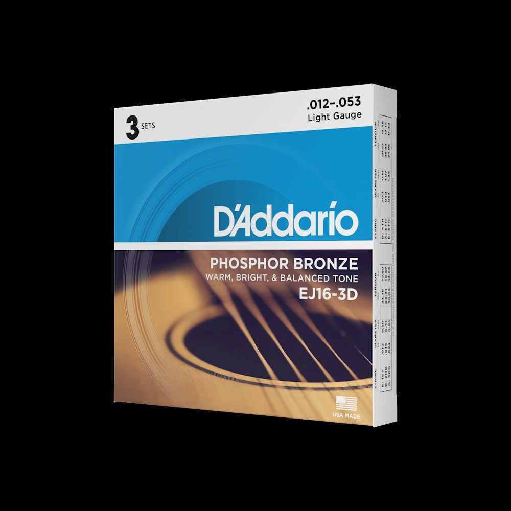 12-53 Light, Phosphor Bronze Acoustic Guitar Strings