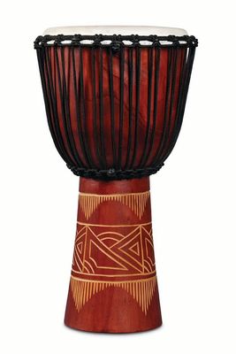 WORLD BEAT WOOD ART LG DJEMBE, RED/NAT