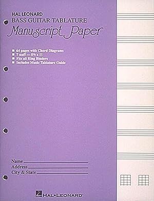Bass Guitar Tablature Manuscript Paper (Purple Cover)