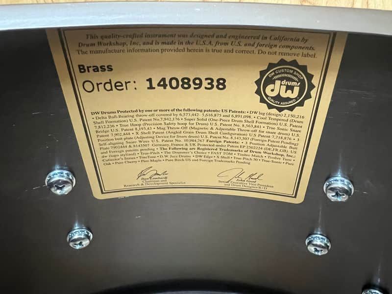 DW 6.5 X 14" SATIN BLACK OVER BRASS SNARE, CR HW