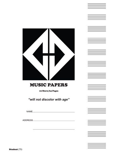 Music Papers 12 Stave Manuscript Notebook 64pgs