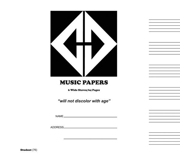 Music Papers 6 Stave Manuscript Notebook 64pgs