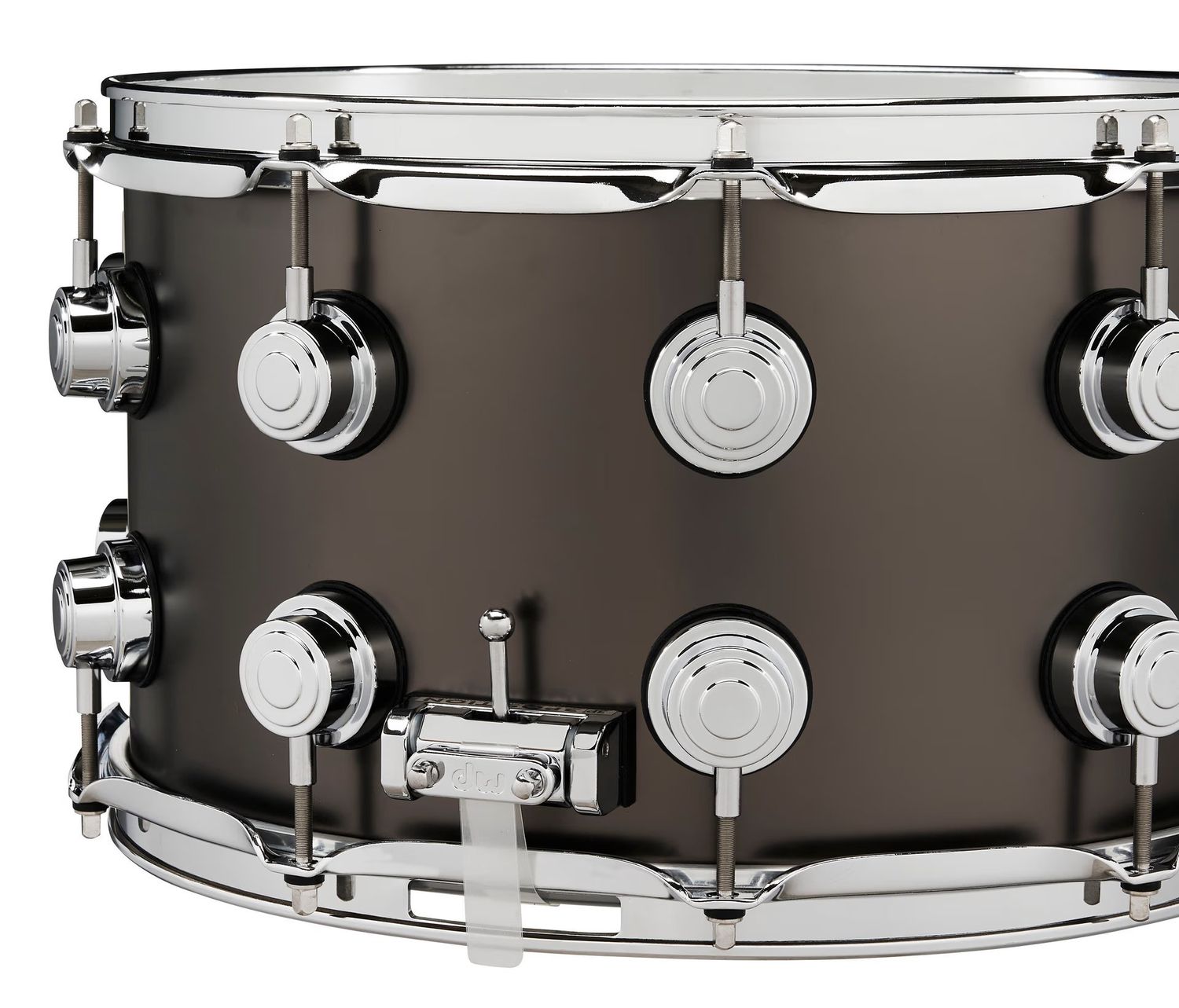 DW 8x14 Black Satin Over Brass Snare Satin Chrome Hdw