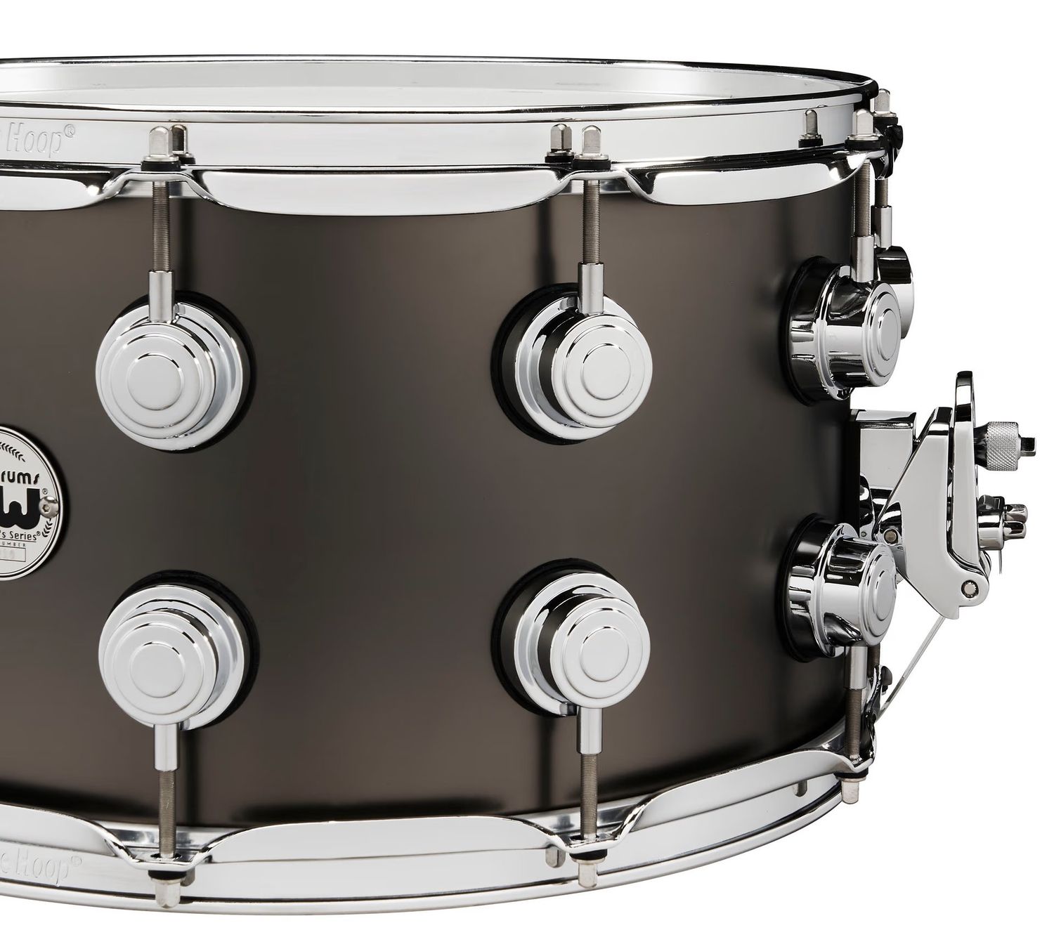 DW 8x14 Black Satin Over Brass Snare Satin Chrome Hdw