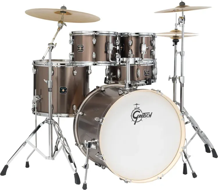Gretsch Energy 5-pc Drum Kit, With Hardware, Cymbals, Grey Steel