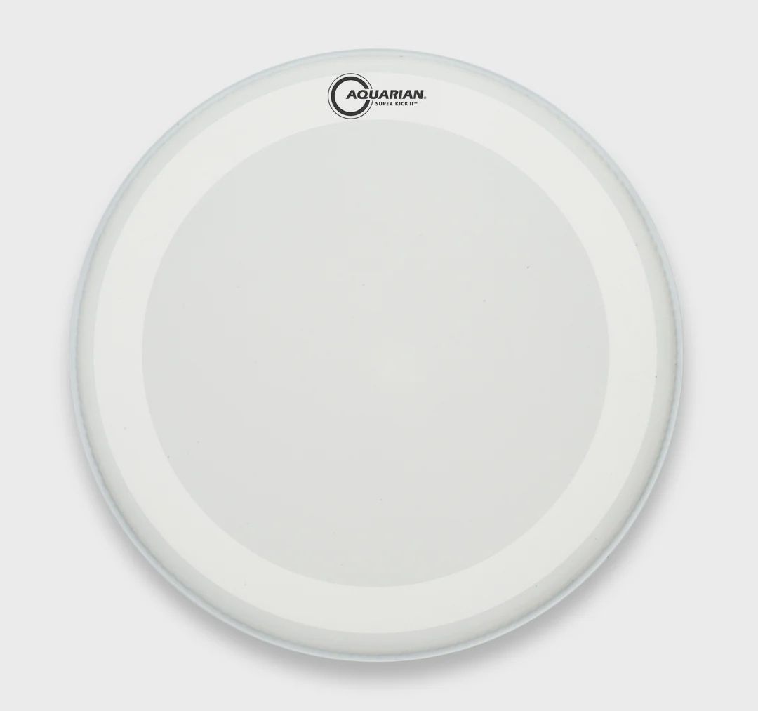 Aquarian Superkick II, 26" White Texture Coated  7/7 Double Ply Bass Drumhead with SK Floating Muffle Ring