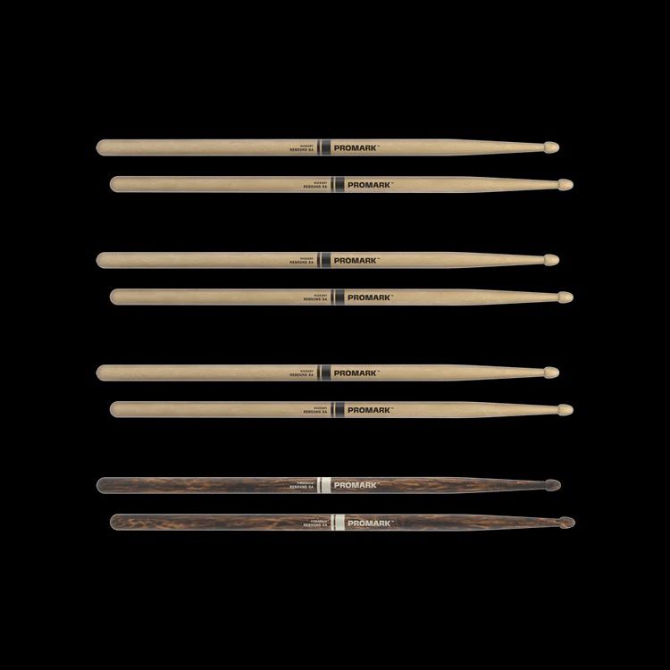 ProMark Rebound 5A Hickory Drumstick, Acorn Wood Tip, FireGrain Bonus 4-Pack