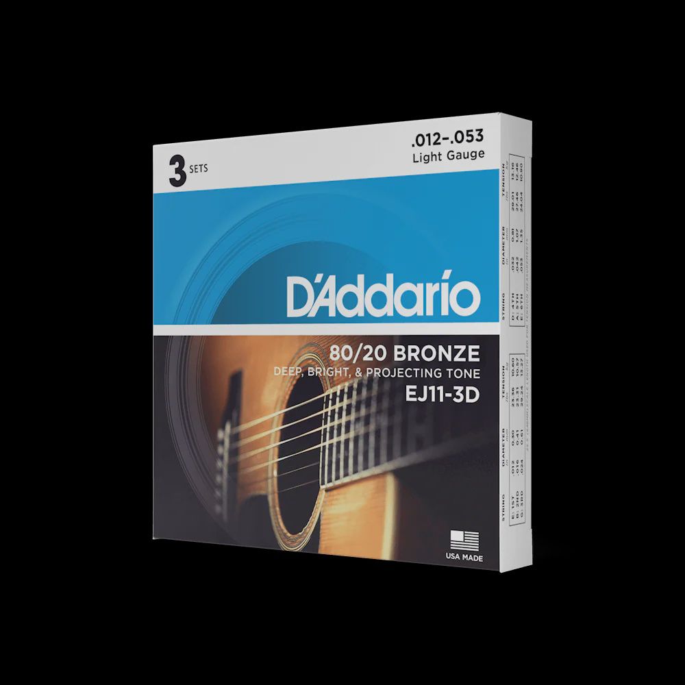 Daddario 12-53 Light, 80/20 Bronze Acoustic Guitar Strings