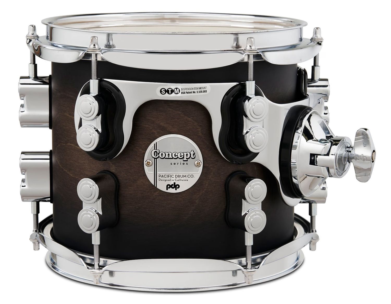 PDP Concept Maple 7x8 Suspended Tom Satin Charcoal Burst Lacquer with Chrome Hardware