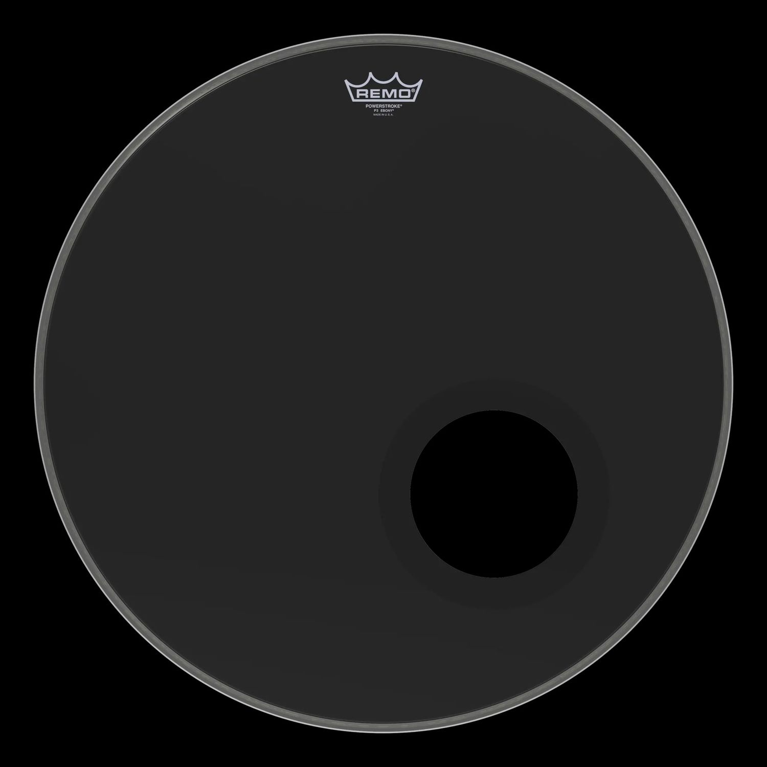 Bass, POWERSTROKE® 3, EBONY®, 22" Diameter, 5" Black DynamO Installed