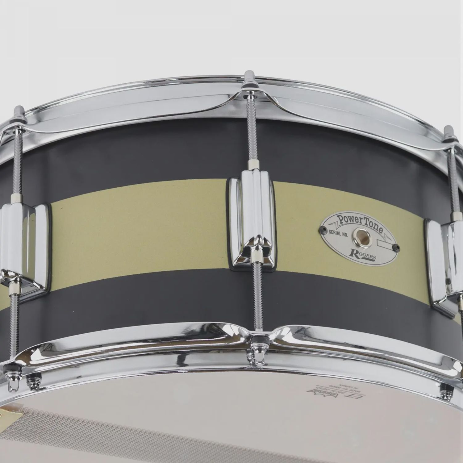 Rogers Tower Series 6.5x14 Snare Drum in Satin Black/Gold Duco
