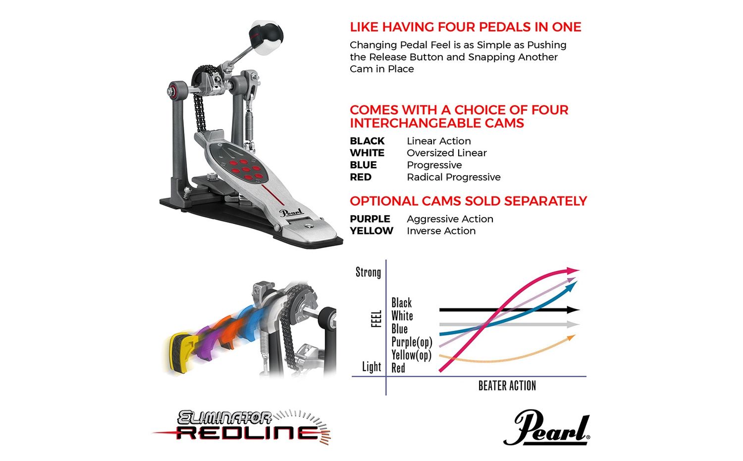 Pearl Eliminator: Redline Single Bass Drum Pedal, Chain Drive
