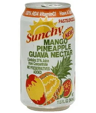 Nectar De Coctel Sunchy  ,Mango ,Pina , Guayaba caja de 24 Unidades 334 ml