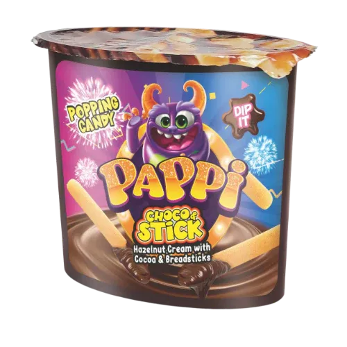 PAPPI STICK HAZELNUT CREAM POPPING CANDY  55 gm