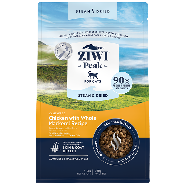 Ziwi Peak Steam Dried for Cats - Chicken w/ Whole Mackerel 1.8lb