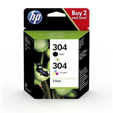 HP 304 Negro + Color Pack de 2 Cartuchos de Tinta Originales - 3JB05AE