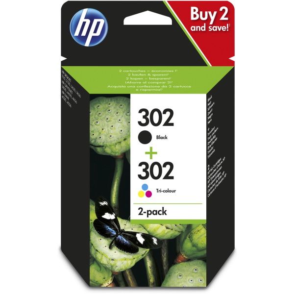 HP 302 Negro + Color Pack de 2 Cartuchos de Tinta Originales - X4D37AE