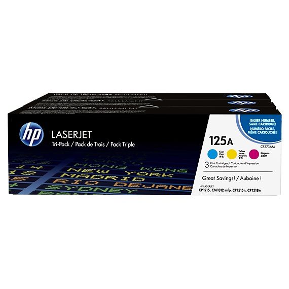 HP CB541A/CB542A/CB543A Pack de 3 Cartuchos de Toner Originales - 125A