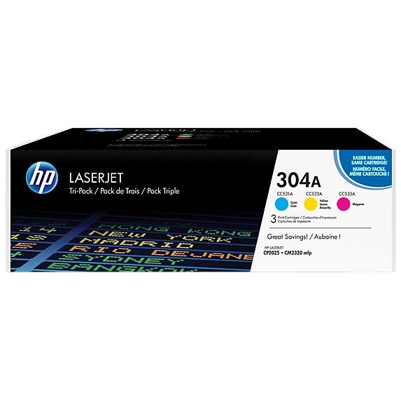 HP CC531A/CC532A/CC533A Pack de 3 Cartuchos de Toner Originales - 304A