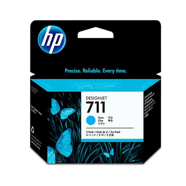 HP 711 Cyan Pack de 3 Cartuchos de Tinta Originales - CZ134A