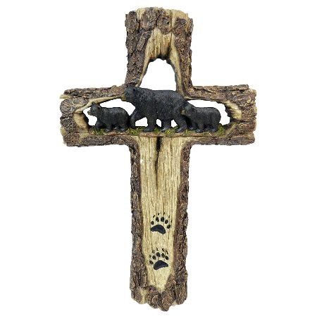3 BEARS &amp; PAWS ON WOOD CROSS