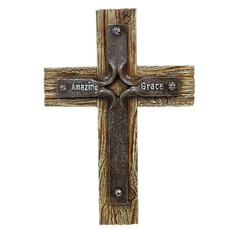 Amazing Grace faux wood/iron cross