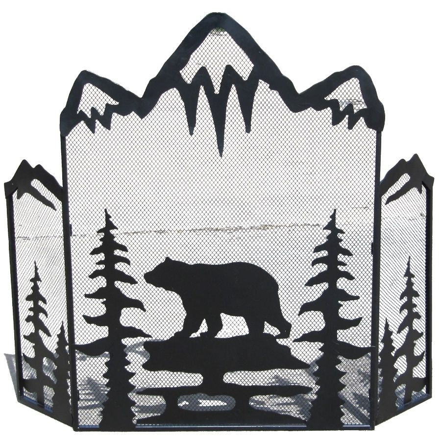 Metal Bear/trees fire screen