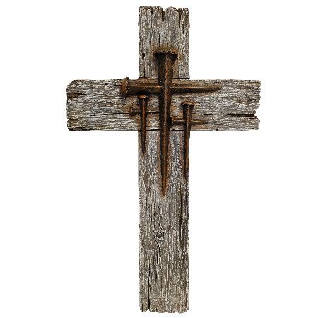 NAILS ON FAUX WOOD CROSS
