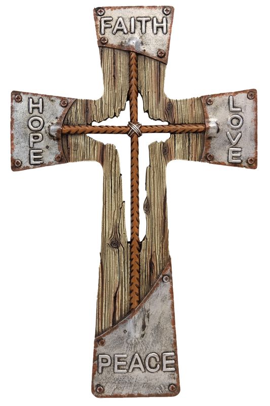 CROSS W/WORDS &amp; TWISTED WIRE
