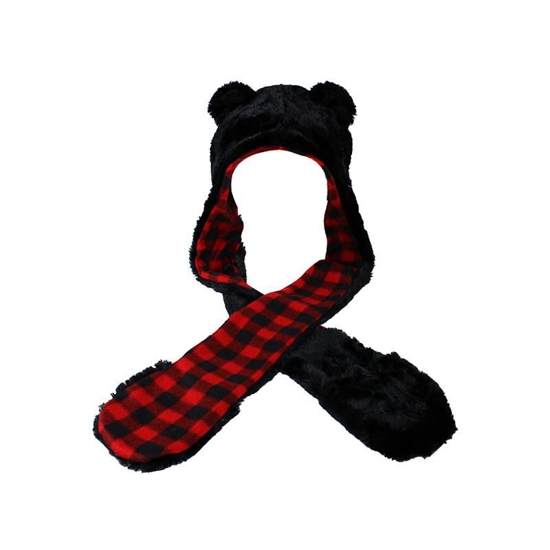 Black bear Adult plaid hat w/arms