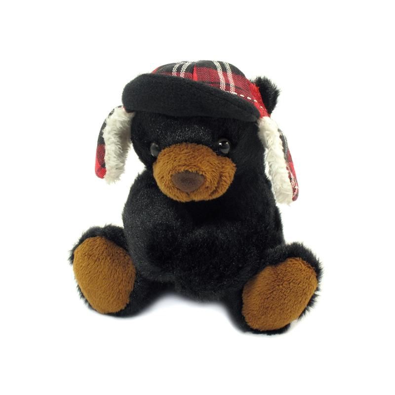 Small blk bear w/plaid hat