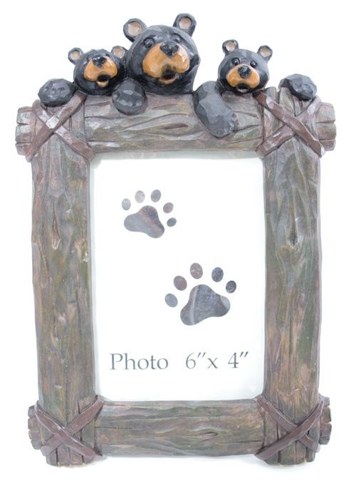 Faux wood w/bear on top frame