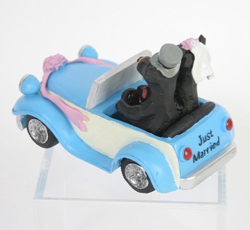 Just Married bear couple in car