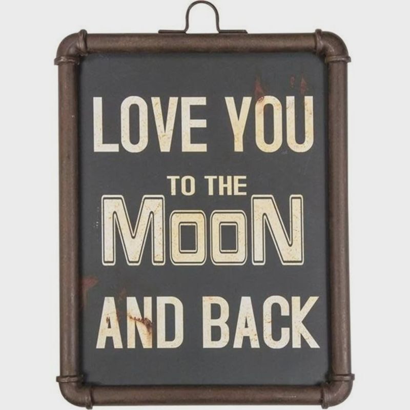 Moon &amp; back metal sign