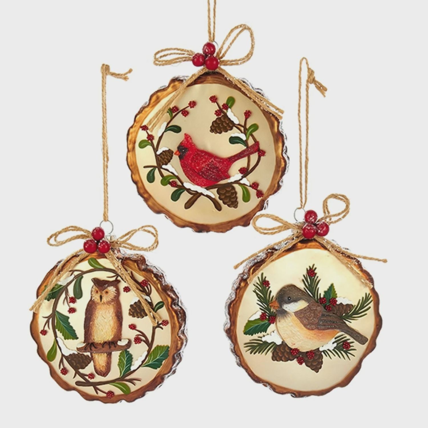 Woodland glass disc orn