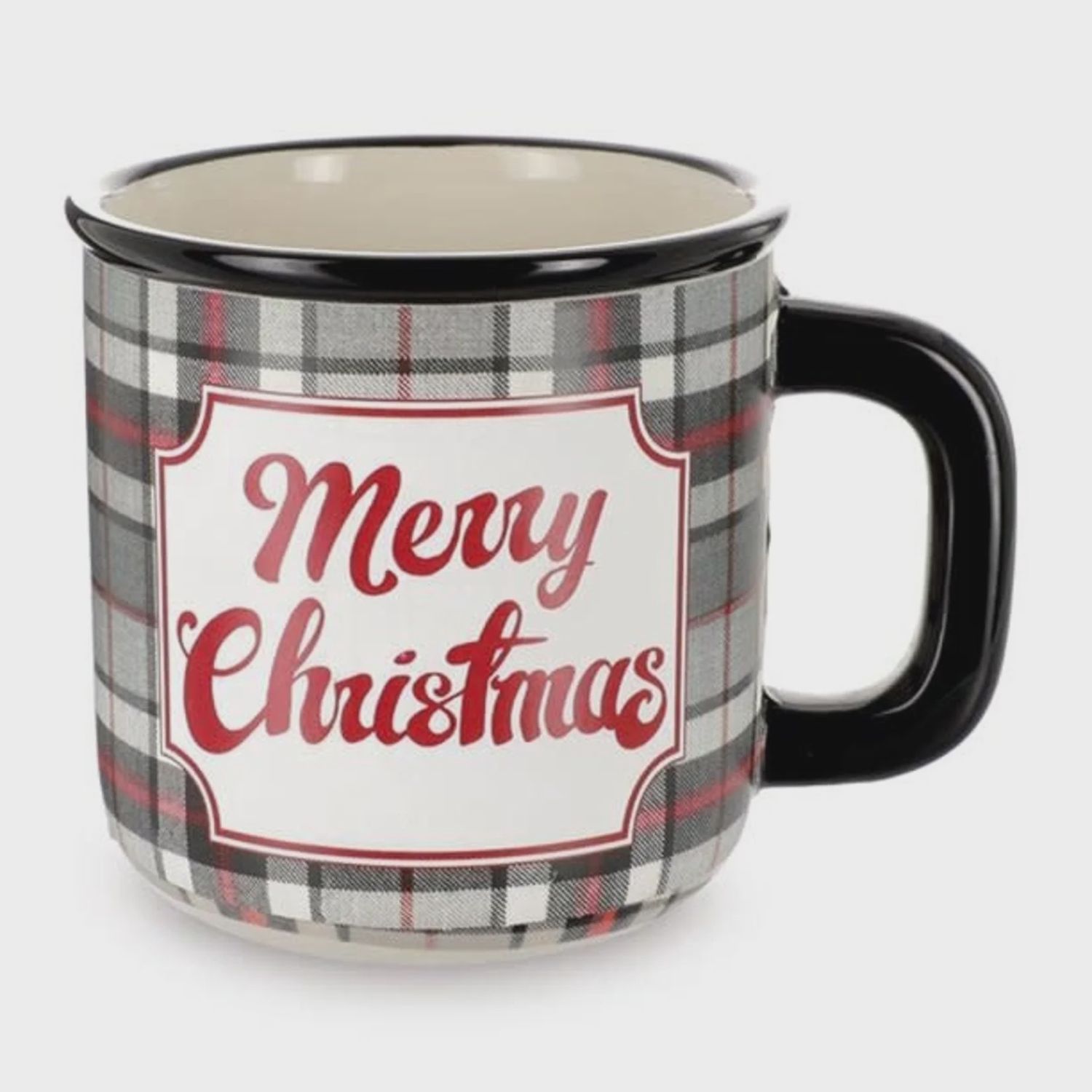 Merry Christmas red &amp; black plaid mug