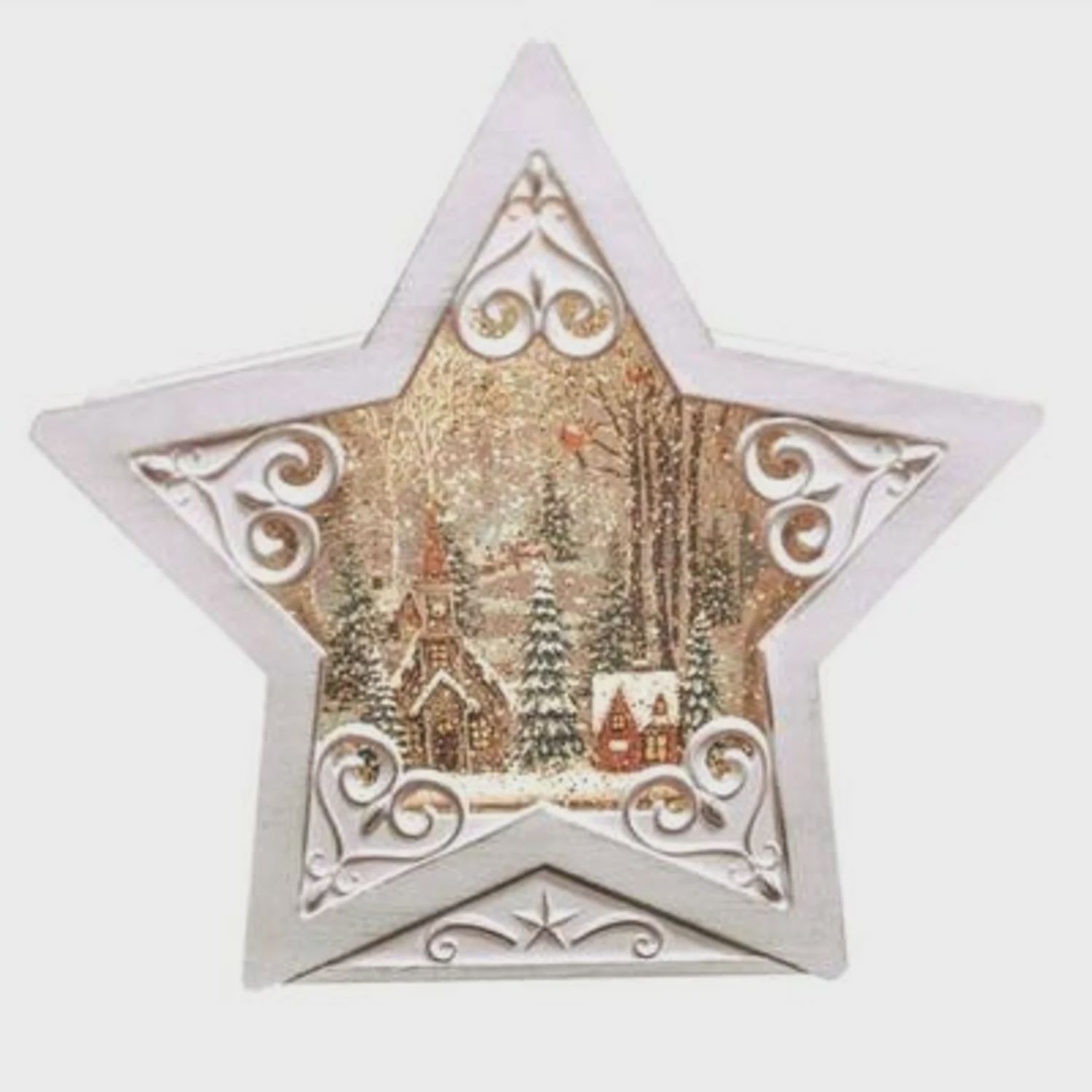 White swirl star w/church