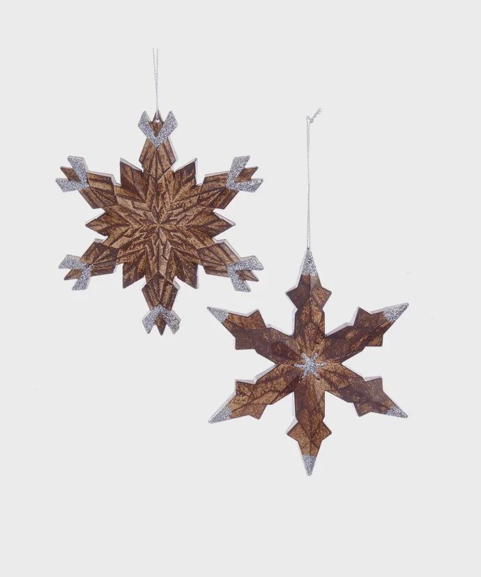 Brown plastic snowflake orn