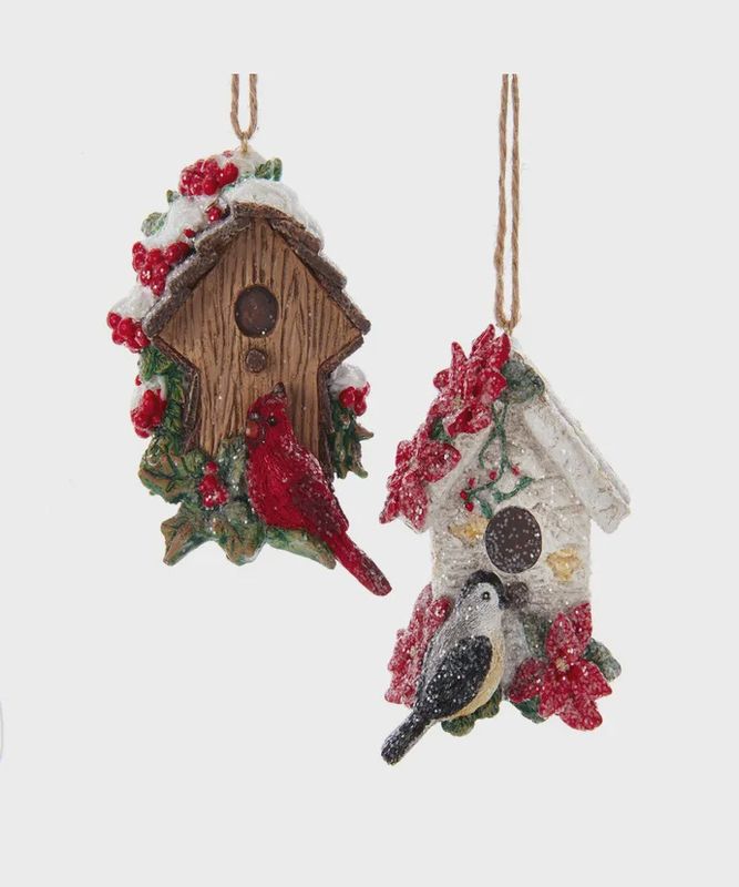 CARDINAL/CHICKADEE BIRDHOUSE ORN
