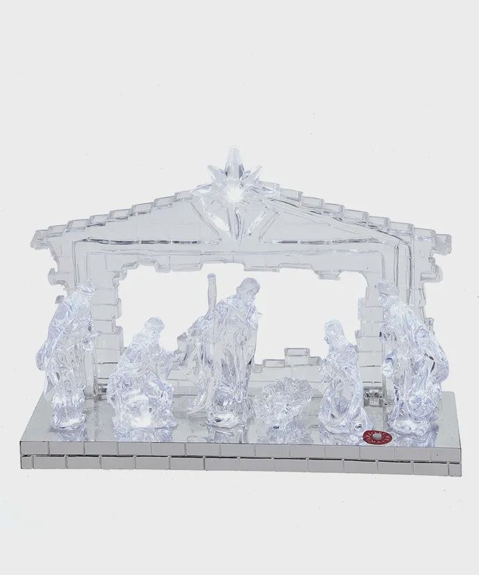 CLEAR ACRYLIC NATIVITY W/LIGHT &amp; MUSIC